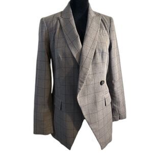 Calvin Klein Grey Windowpane Plaid Blazer